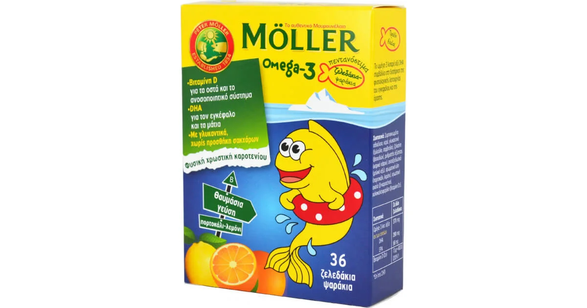 Φωτογραφία προϊόντος: Mollers Moller's Omega 3 για Παιδιά 36 ζελεδάκια Πορτοκάλι Λεμόνι
