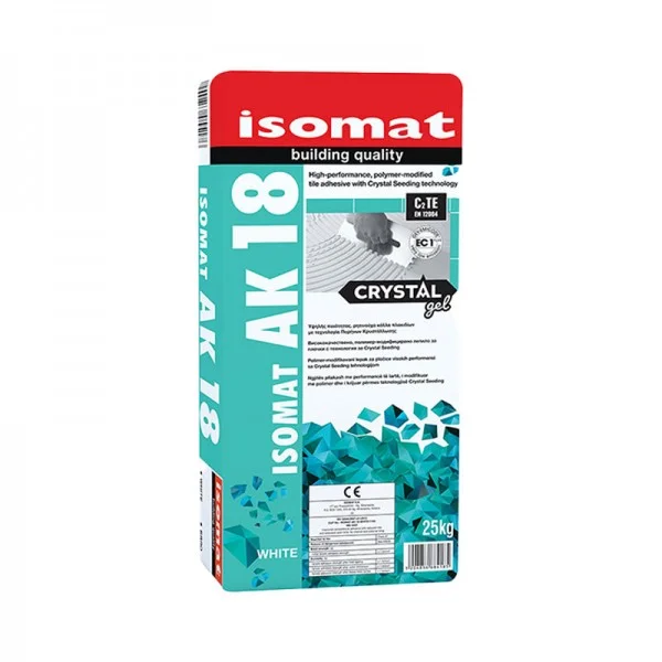 Φωτογραφία προϊόντος: ISOMAT AK-18 CRYSTAL GEL Υψηλής ποιότητας, ρητινούχα κόλλα πλακιδίων 25 KGR με τεχνολογία Crystal Gel.C2TE ΛΕΥΚΗ