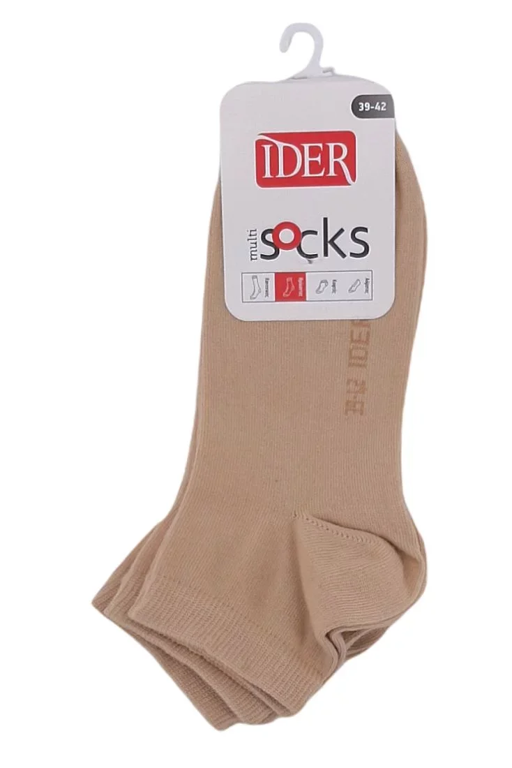 Φωτογραφία προϊόντος: IDER Μπεζ Unisex Ημίκοντες Βαμβακερές Κάλτσες Αστραγάλου 3Pack - 39 - 42