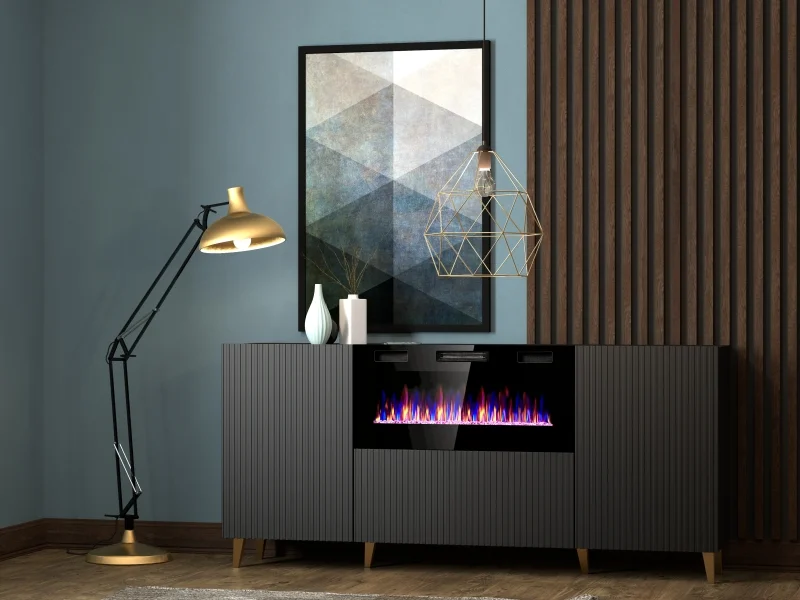 Φωτογραφία προϊόντος: PAFOS EF TV stand 180 black/black with black legs DIOMMI CAMA-PAFOS-RTV-EF-CZ/CZ