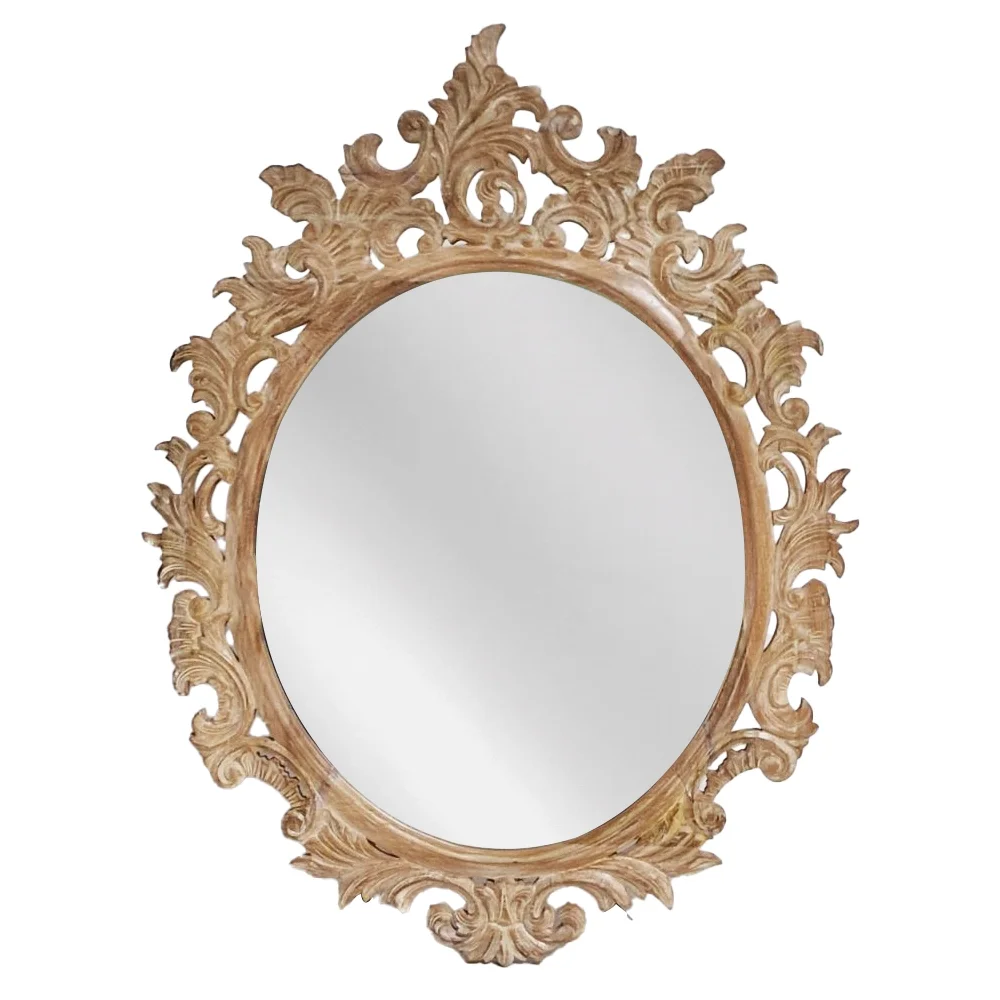 Φωτογραφία προϊόντος: Artekko Mirroki Ξύλινος Oval Καφέ Πατίνα Σκαλιστός Καθρέπτης Τοίχου (110x85)cm - Ξύλο - 110Μx85Π