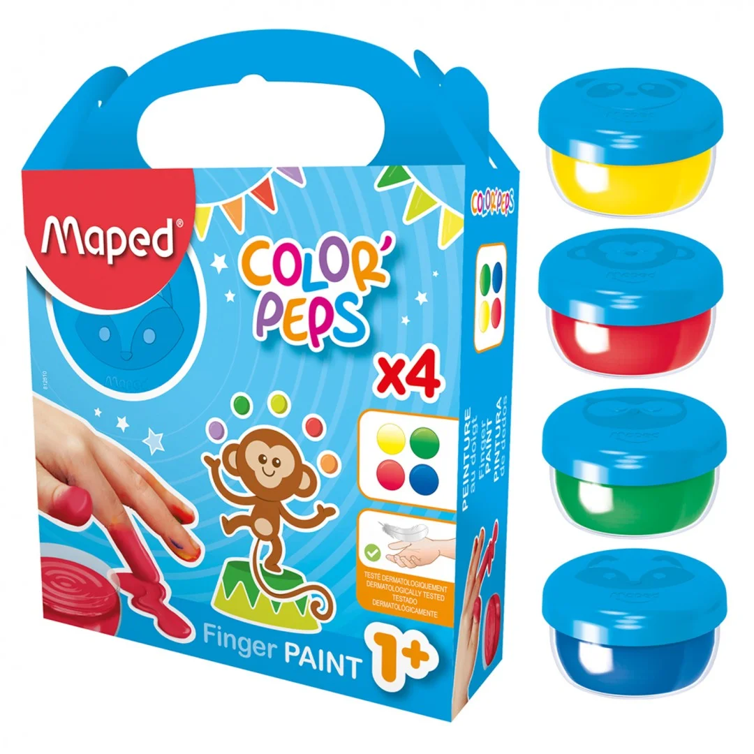 Φωτογραφία προϊόντος: Maped Δαχτυλομπογιές σε βαζάκι 80gr 4 χρώματα σε κουτί