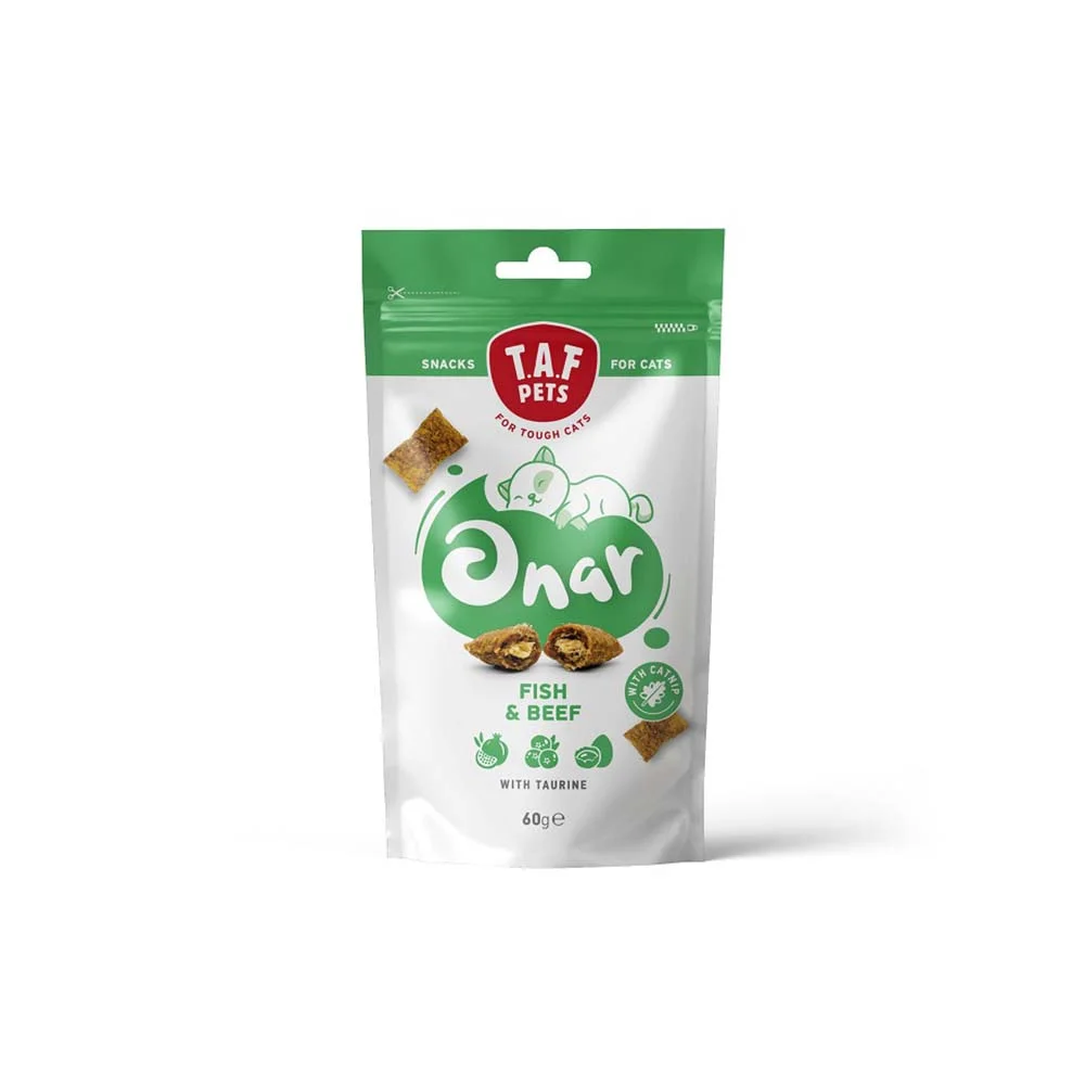 Φωτογραφία προϊόντος: Pet Interest Taf Pets Onar Cat Λιχουδιές Γάτας Snack Fish + Beef 60g