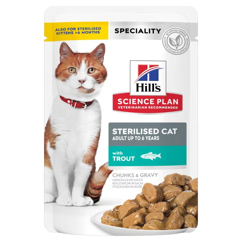 Φωτογραφία προϊόντος: Hill's Hill s Science Plan Sterilised Cat Young Adult υγρή τροφή για γάτες με Πέστροφα 85gr