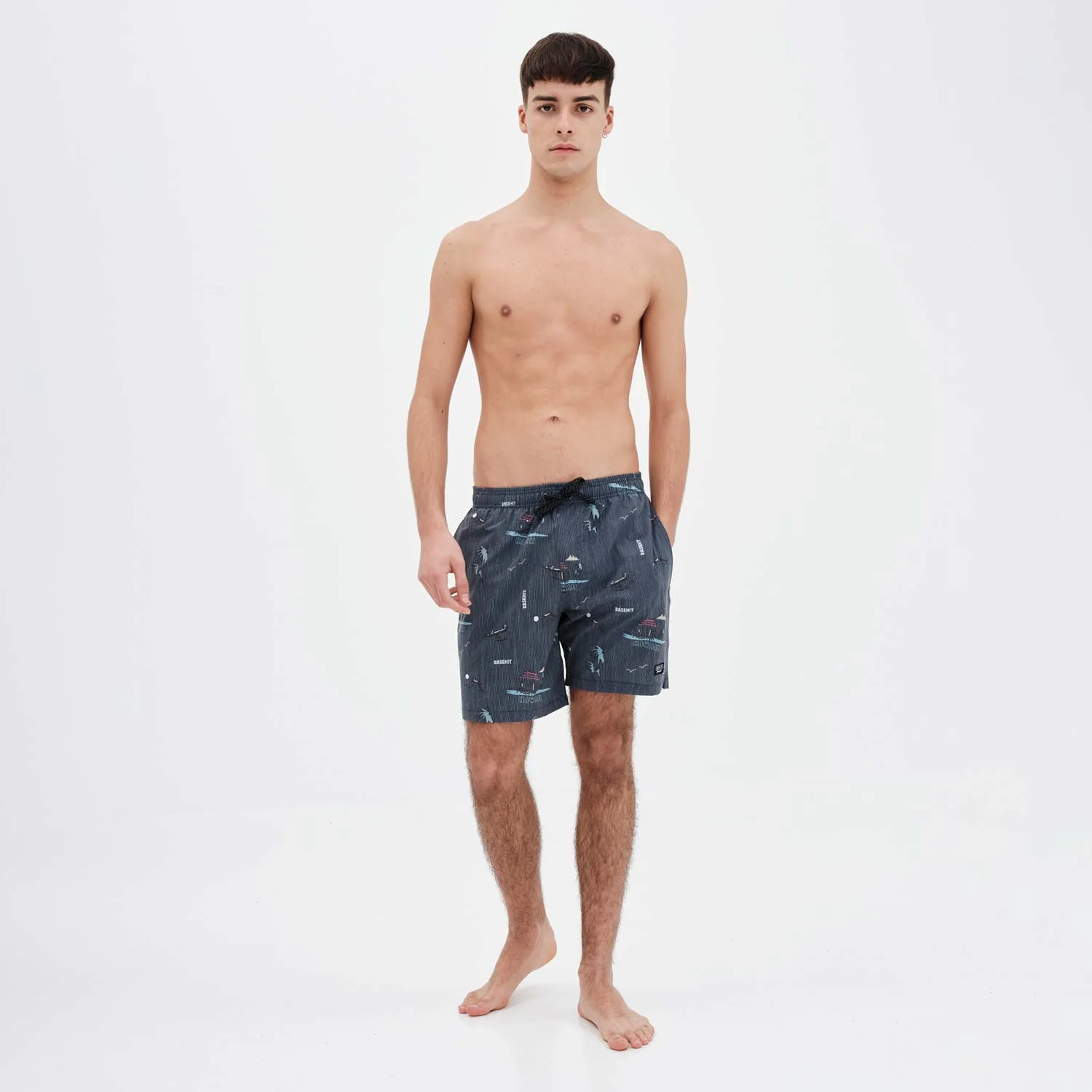 Φωτογραφία προϊόντος: BASEHIT RECYCLED PRINTED 17" VOLLEY SWIM SHORTS ΜΑΥΡΟ