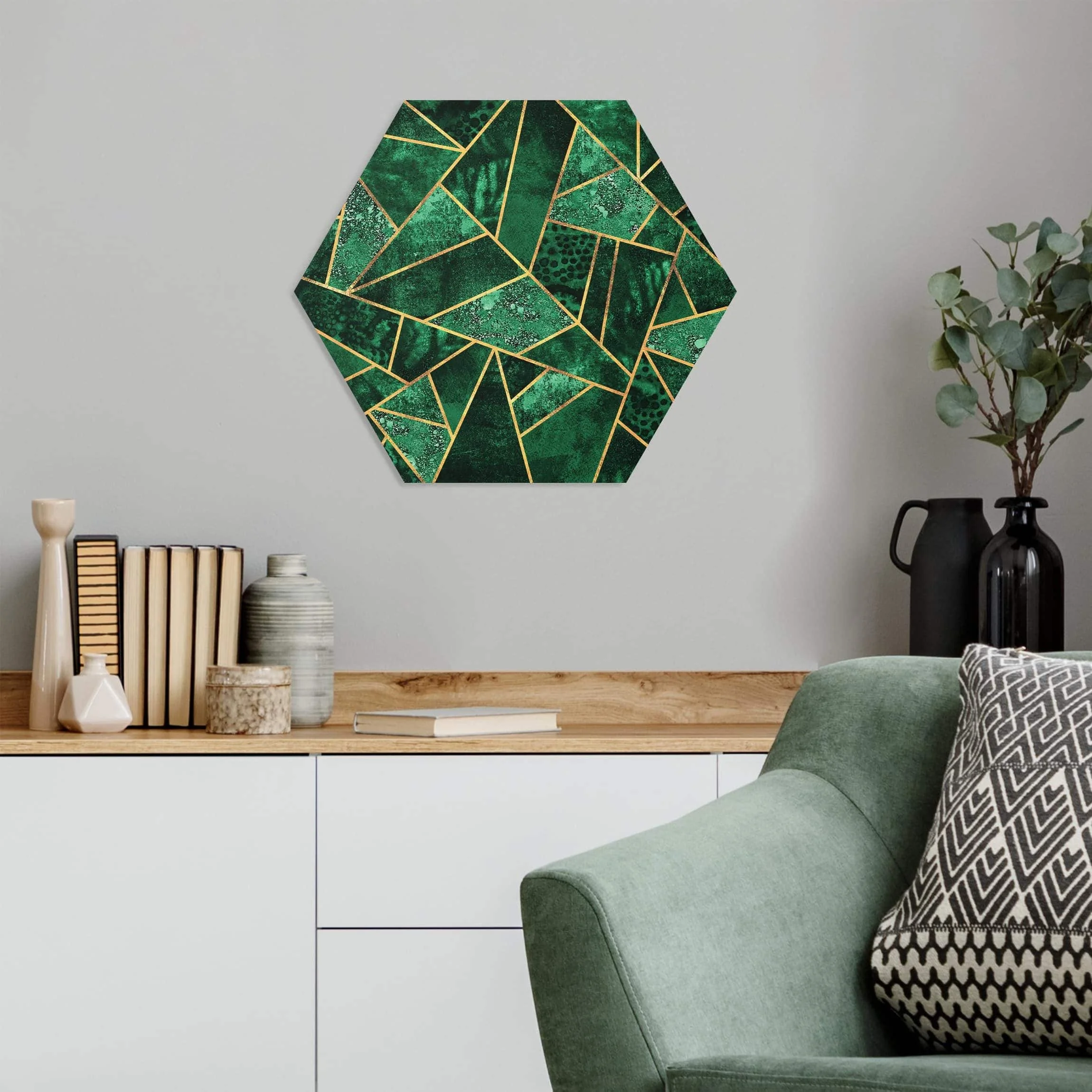 Φωτογραφία προϊόντος: Εξάγωνος Πίνακας - Green And Gold Pattern