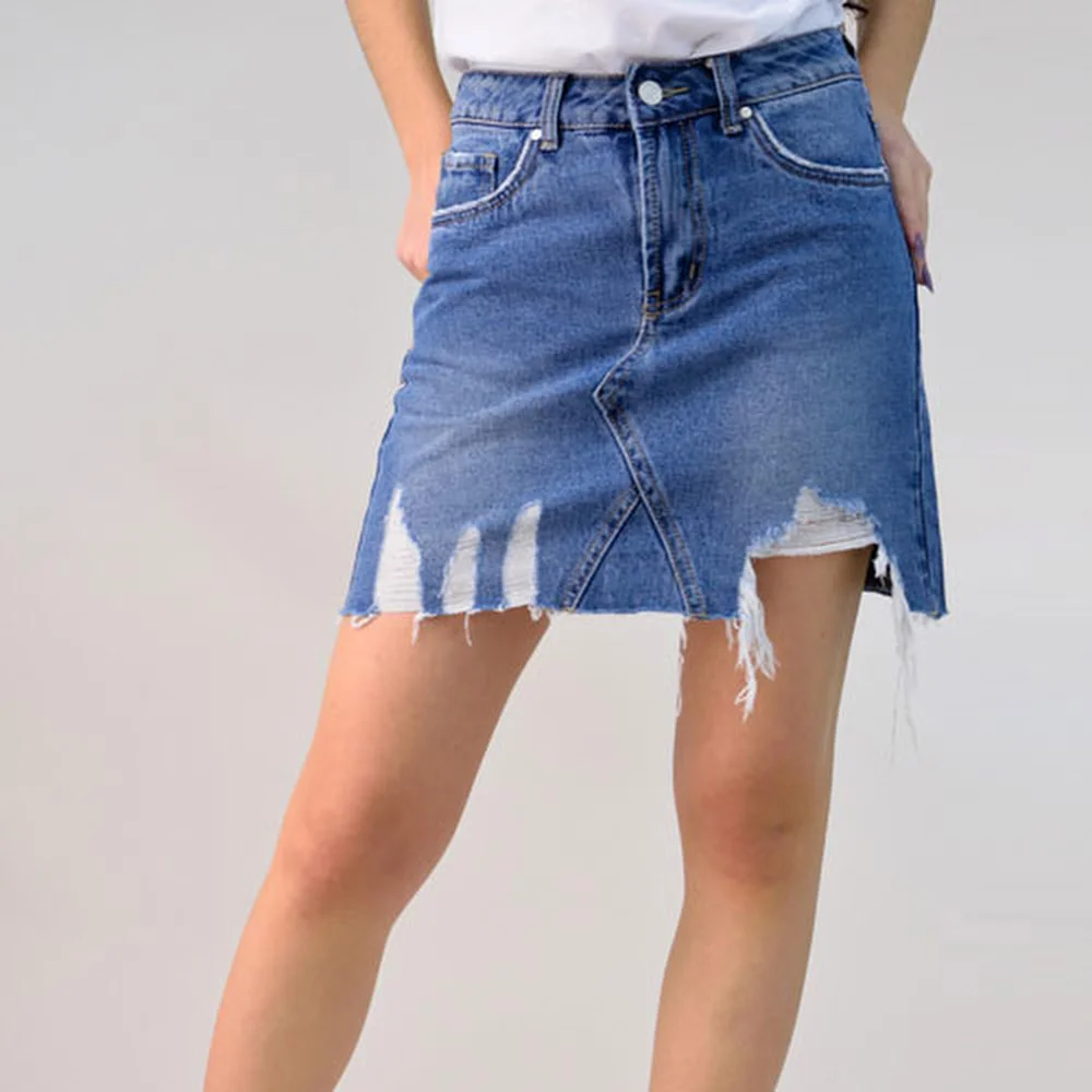 Φωτογραφία προϊόντος: Potre Φούστα denim με σκισίματα / Μπλε Τζιν