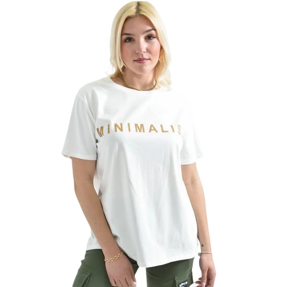 Φωτογραφία προϊόντος: Potre Γυναικείο T-shirt με χρυσό τύπωμα MINIMALIST / Λευκό