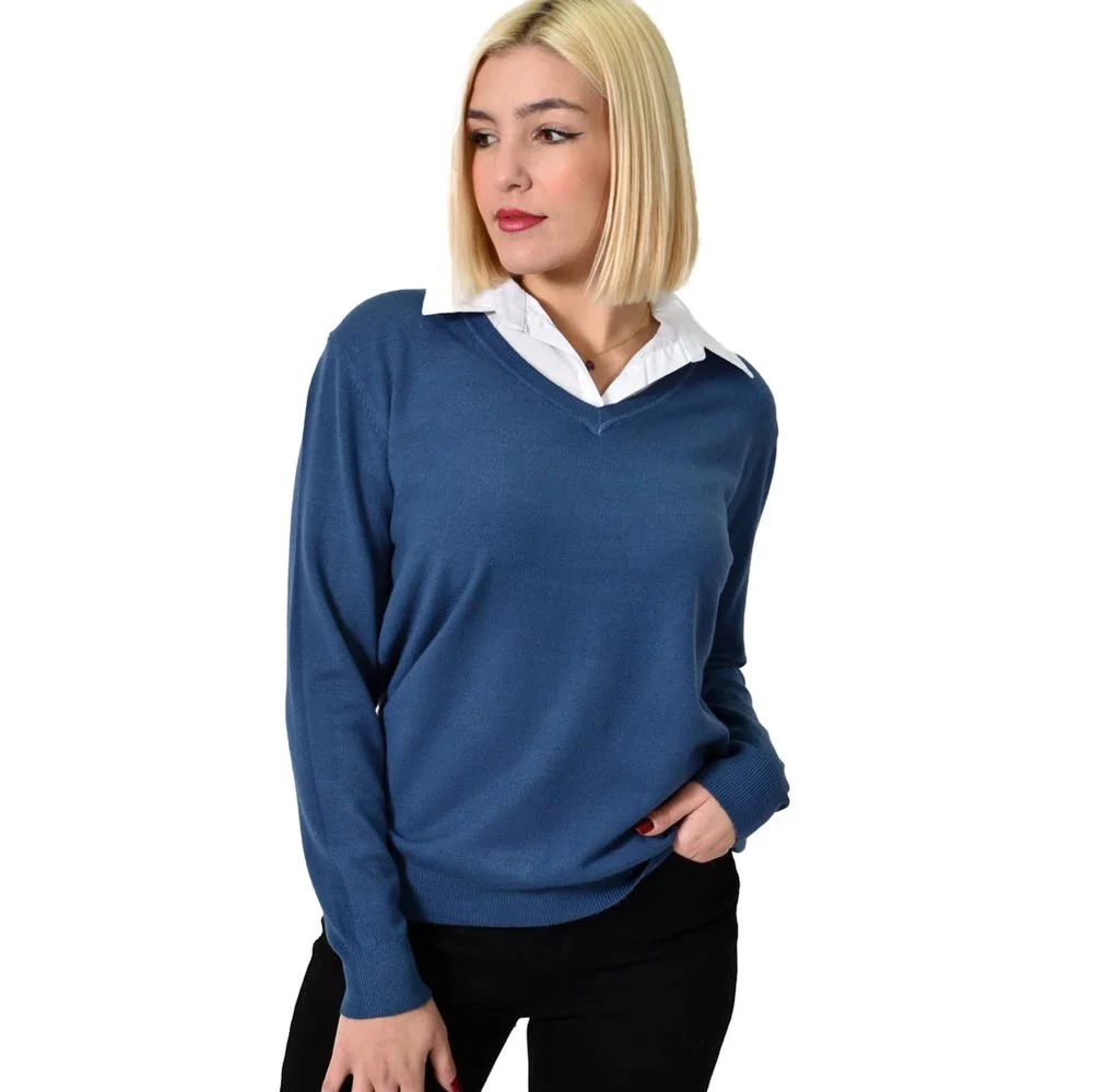 Φωτογραφία προϊόντος: Potre Γυναικεία oversized μπλούζα με γιακά / Μπλε
