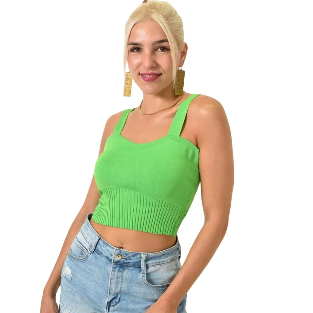 Φωτογραφία προϊόντος: Potre Crop top πλεκτό με τιράντες / Πράσινο