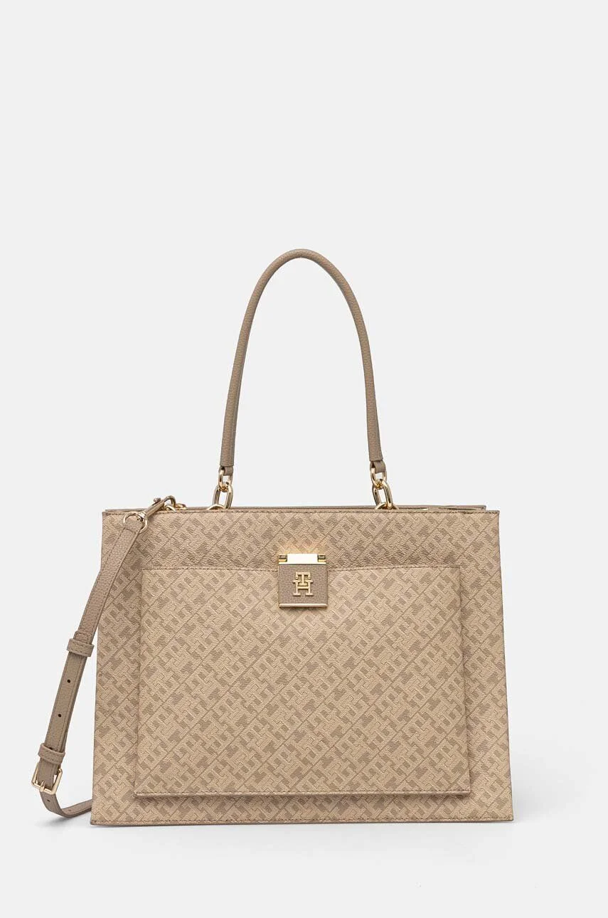Φωτογραφία προϊόντος: TOMMY HILFIGER ΓΥΝΑΙΚΕΙΑ ΤΣΑΝΤΑ HER SATCHEL MONO AW0AW17036, ΜΠΕΖ, Γυναίκα