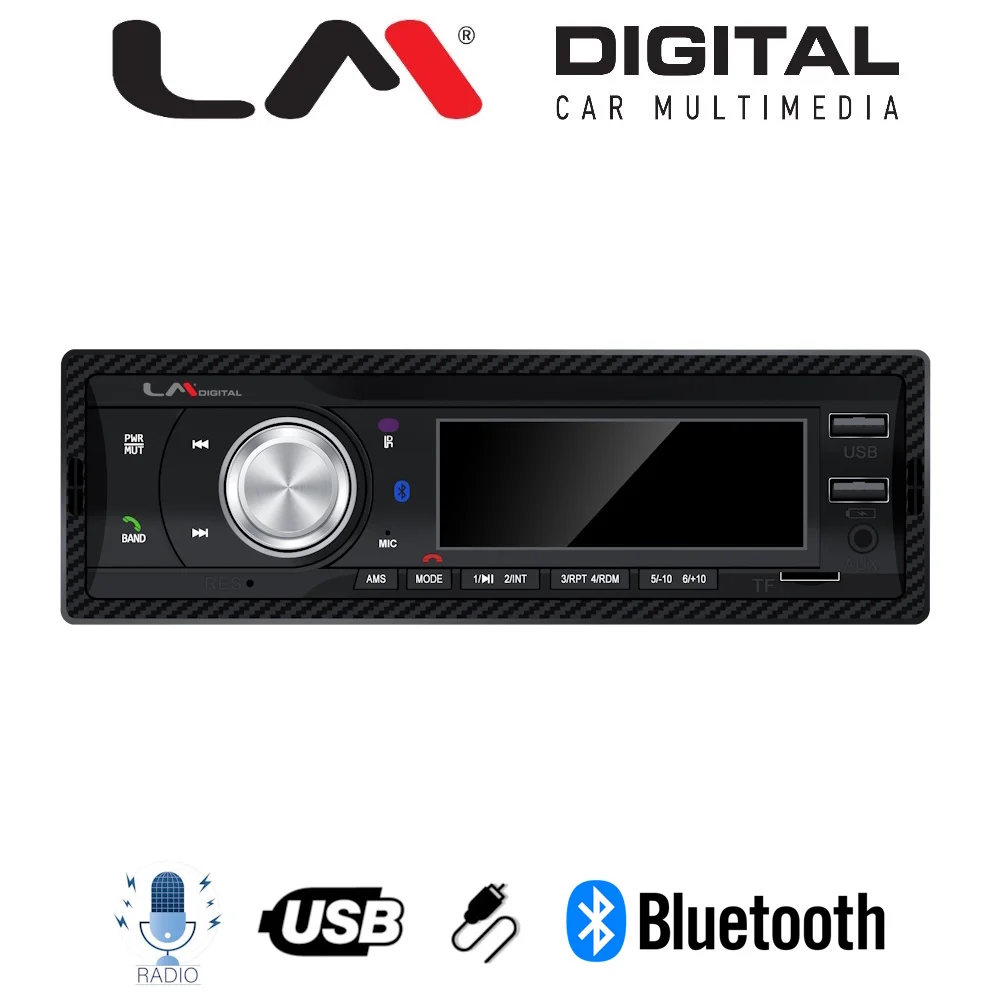 Φωτογραφία προϊόντος: Lm 1DIN RADIO USB/SD/BLUETOOTH A2DP (μεταφορά μουσικών κομματιών μέσω bluetooth) AM / FM Stereo Receiver, 30 Preset Stations BLUETOOTH A2DP with built in High sensivity BT Microphone