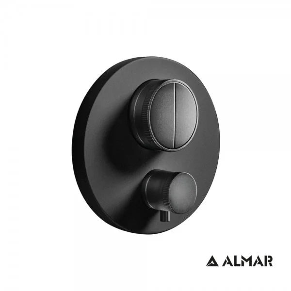 Φωτογραφία προϊόντος: Almar Thermo-Core Push Black Matt Θερμοστατικός Μίκτης Εντοιχισμού 2 Εξόδων+Κιτ Εντοιχισμού E176632-400 E134001