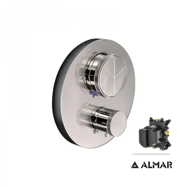 Φωτογραφία προϊόντος: Almar Thermo-Core Push Inox Θερμοστατικός Μίκτης Εντοιχισμού 3 Εξόδων+Κιτ Εντοιχισμού E176633-110 & E134001