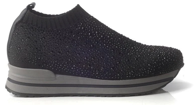 Φωτογραφία προϊόντος: Sneakers Γυναικεία Chaniotakis 2550 σε μαύρο δέρμα και ύφασμα