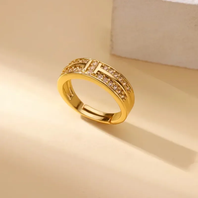 Φωτογραφία προϊόντος: Peach Jewelry Δαχτυλίδι Στυλ Γεωμετρικο Χρυσό Από Ανοξείδωτο Ατσάλι 304 ζιρκόνια ρυθμιζόμενο