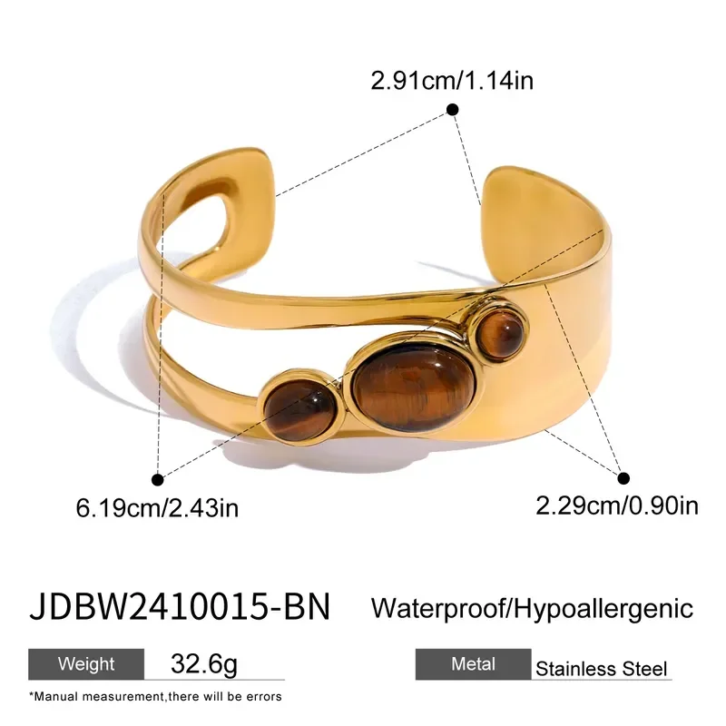 Φωτογραφία προϊόντος: Peach Jewelry Βραχιόλι Απλό Στυλ Κλασικό Γεωμετρικό Χρώμα Χρυσό Με Καφέ Πέτρα Από Ανοξείδωτο Ατσάλι 304