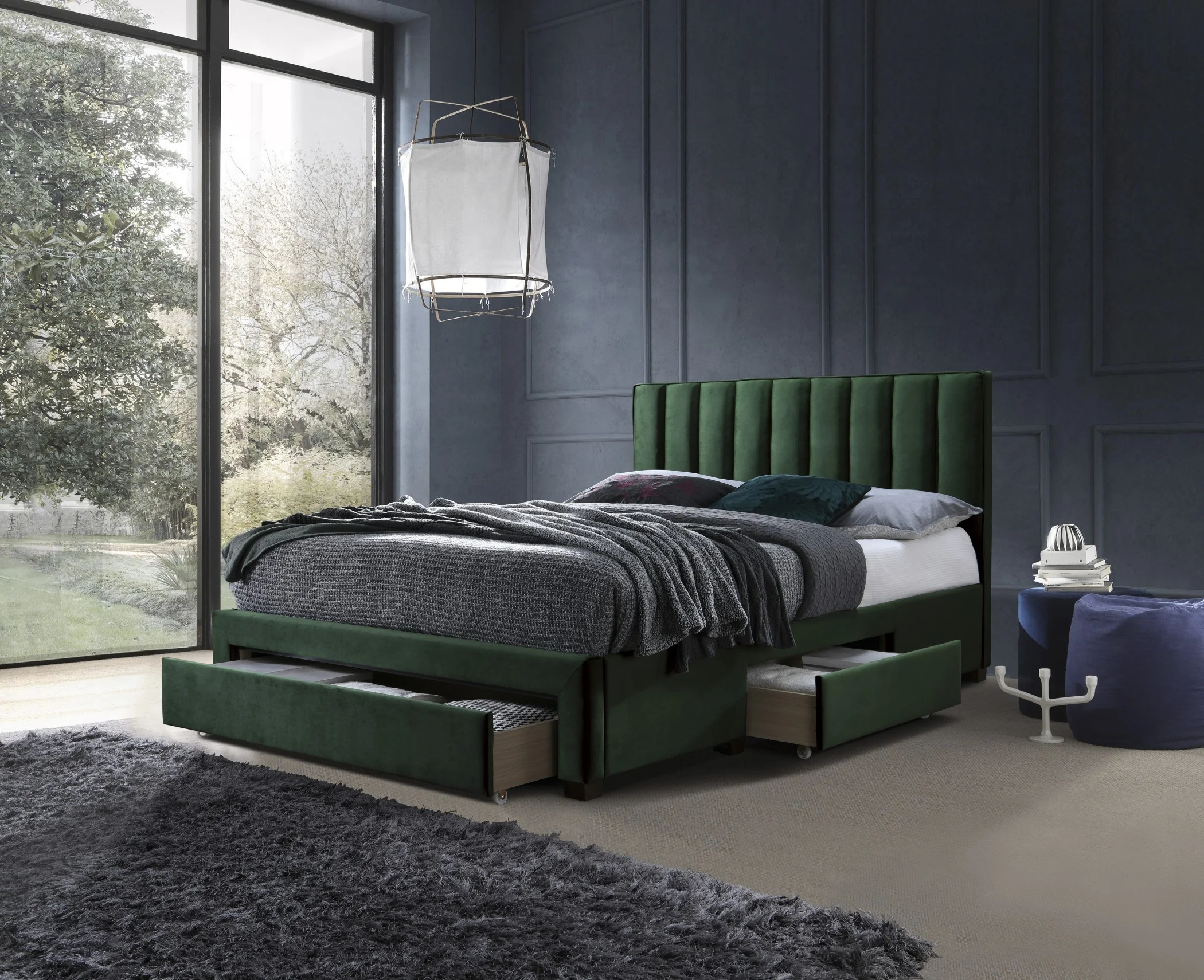 Φωτογραφία προϊόντος: DIOMMI GRACE bed with drawers, color: dark green