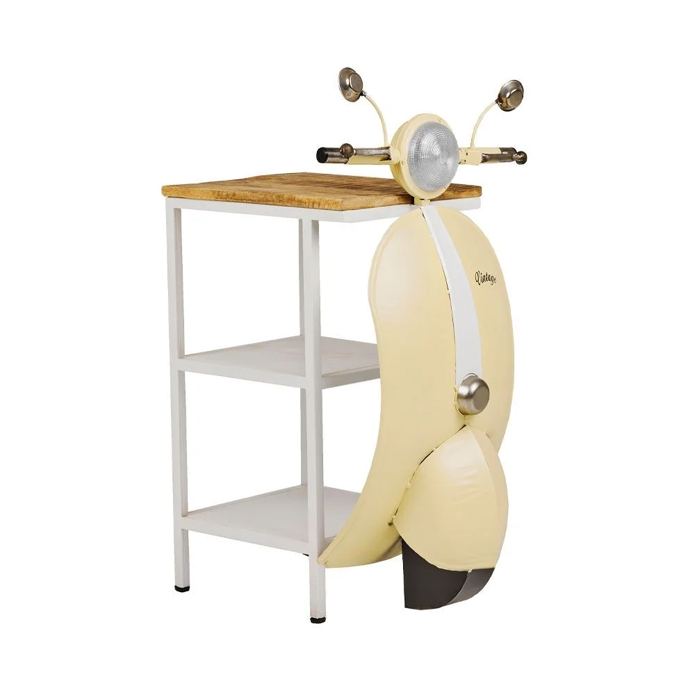 Φωτογραφία προϊόντος: Maison plus ΤΡΑΠΕΖΙ ΒΟΗΘΗΤΙΚΟ MINI VESPA ΜΕ ΡΑΦΙΑ CREAM ΛΕΥΚΟ ΦΥΣΙΚΟ 61x45x88 - Μέταλλο - 61Μx45Πx88Υ