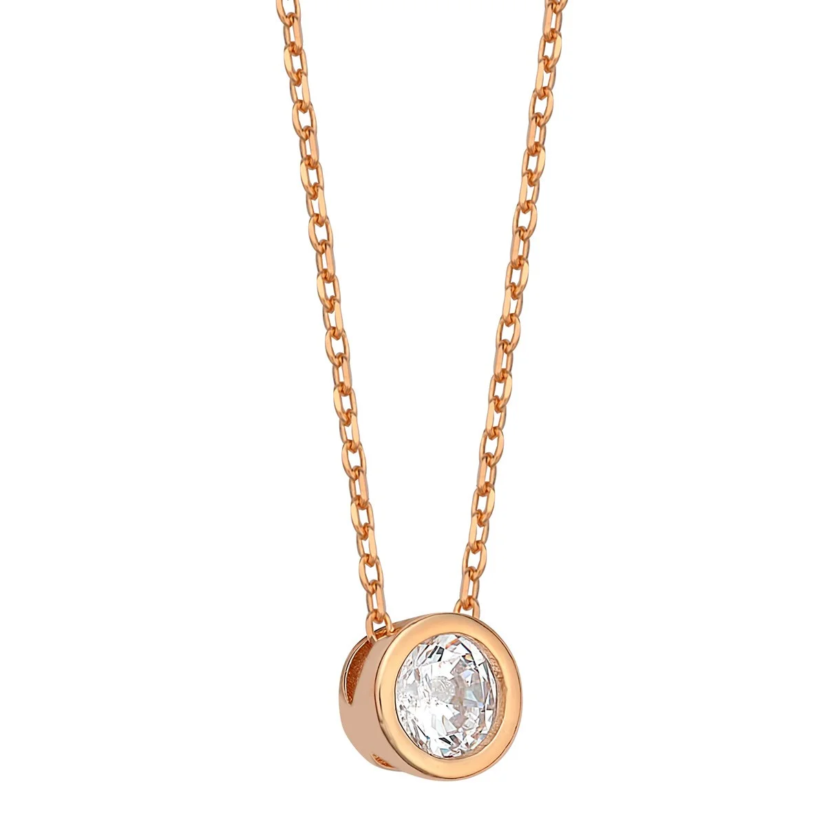 Φωτογραφία προϊόντος: Κολιέ Μονόπετρο σε Ασήμι 925 με Ρόζ Χρύσωμα Κ18 και Πέτρα Ζιργκόν / PRINCE SILVERO / 1TA-KD285-2
