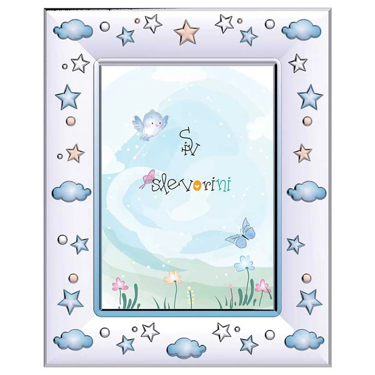Φωτογραφία προϊόντος: Παιδική Κορνίζα με Φιλμ Ασημιού 925 για Αγόρι / Διάσταση Φωτό 13 cm X 18 cm / SLEVORI / 940AWM-13X18-B