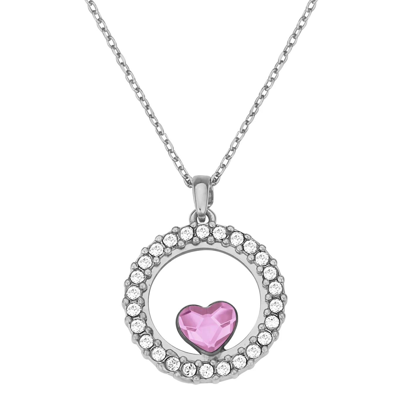 Φωτογραφία προϊόντος: Κολιέ με Καρδιά Pink Crystal σε Ασήμι 925 με Επιπλατίνωμα Και Πέτρες P.Q. EUROPEAN CRYSTALS/ VERORAMA/ AK-16275WRL1