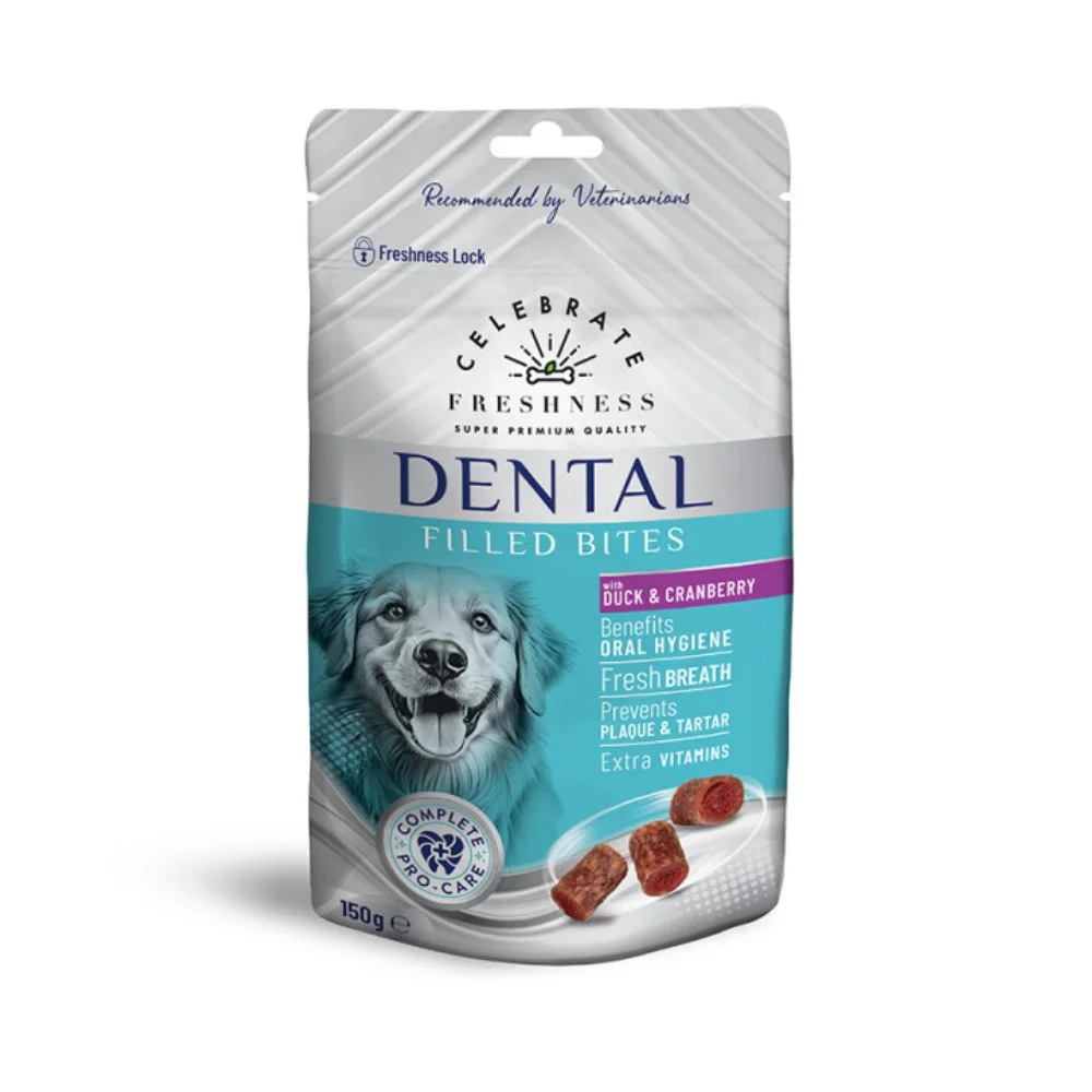 Φωτογραφία προϊόντος: Λιχουδιές Celebrate Freshness Dental Filled Bites Duck + Cranberry 150gr