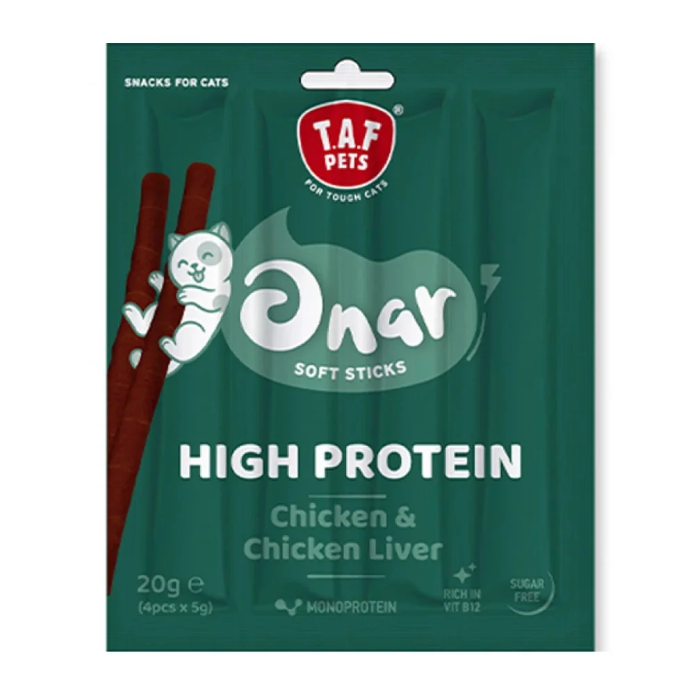 Φωτογραφία προϊόντος: Λιχουδιά Γάτας Taf Pets- Onar Soft Sticks Chicken + Chicken Liver 20gr