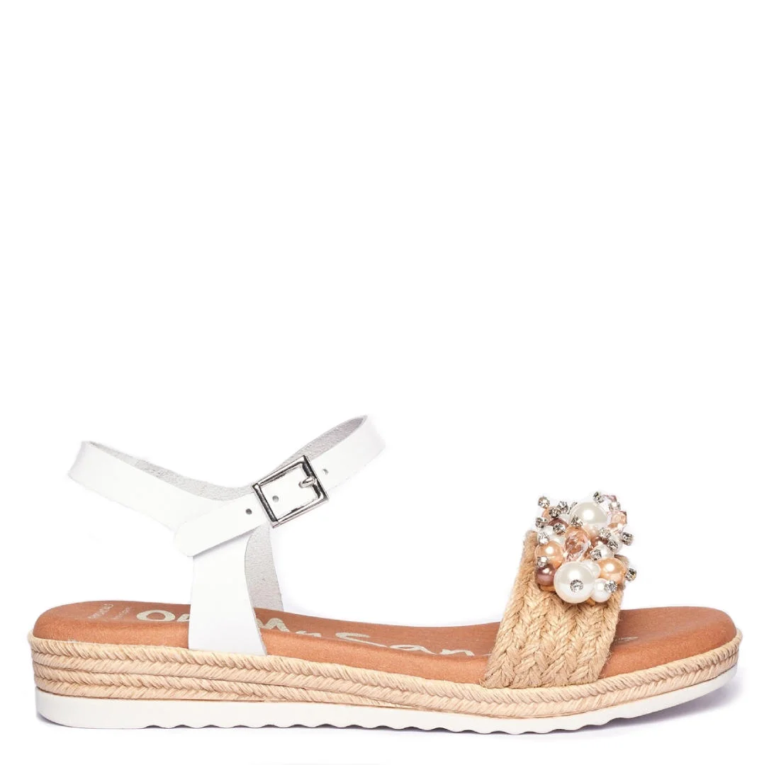 Φωτογραφία προϊόντος: Oh my Sandals Δερμάτινα Γυναικεία Πέδιλα Flatform σε Λευκό Χρώμα 5012