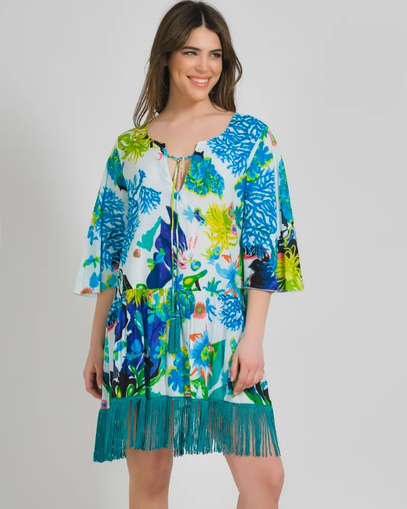 Φωτογραφία προϊόντος: BLE ΦΟΡΕΜΑ/TUNIC ΜΠΛΕ ΛΕΥΚΟ ΜΕ ΣΧΕΔΙΑ ΚΑΙ ΚΡΟΣΣΙΑ ΟNE SIZE ( 100% COTTON)cm 5-41-581-0108