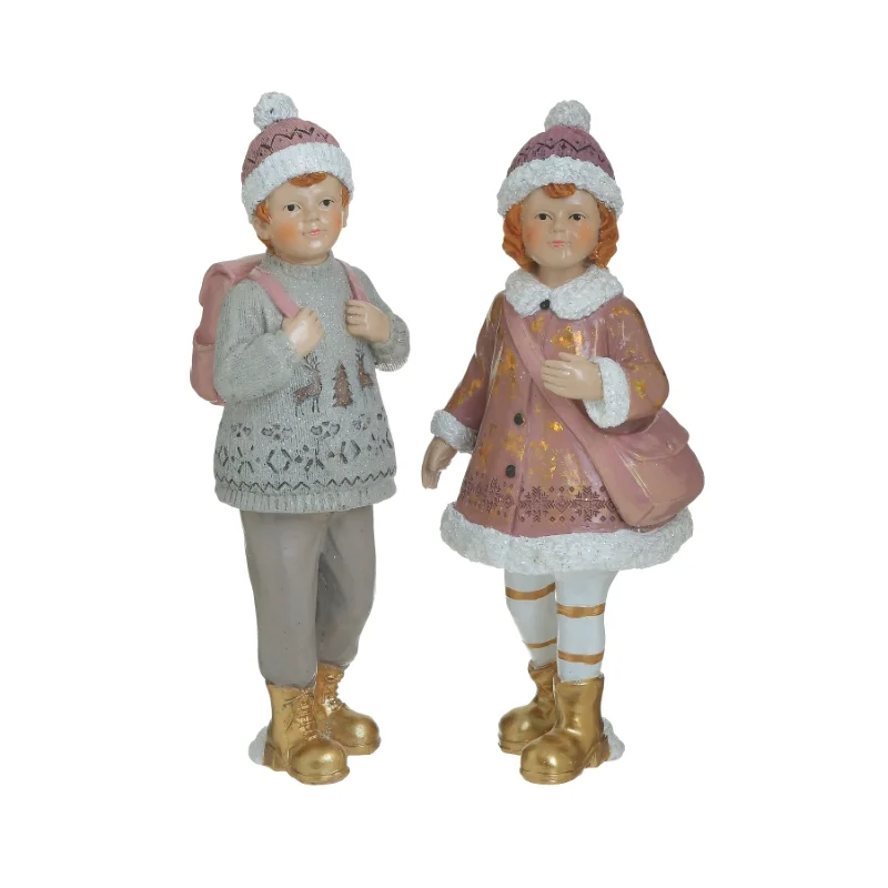Φωτογραφία προϊόντος: INART S/2 ΚΟΡΙΤΣΙ/ΑΓΟΡΙ XMAS RESIN ΡΟΖ/ΓΚΡΙ 9Χ9Χ26cm 2-70-547-0182