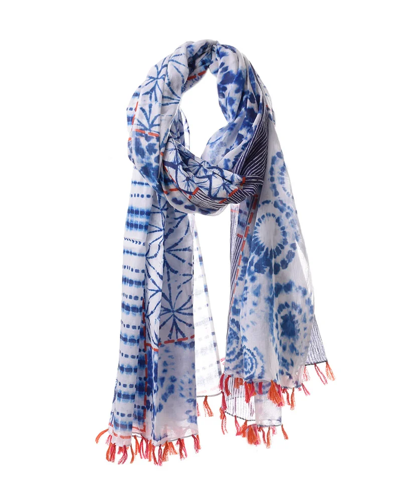Φωτογραφία προϊόντος: BLE ΦΟΥΛΑΡΙ/ΠΑΡΕΟ ΜΠΛΕ TIE DYE 100X180 (100% COTTON)cm 5-43-230-0197