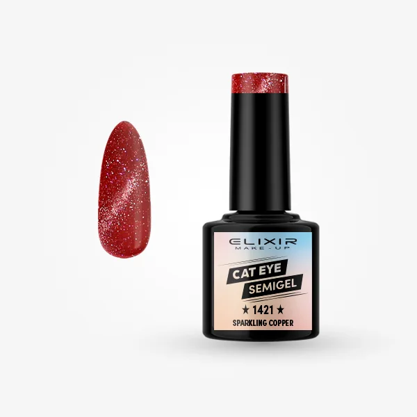 Φωτογραφία προϊόντος: Elixir Makeup Elixir Make-Up Semigel Nail Polish (Sparkling copper)#1421 8ml