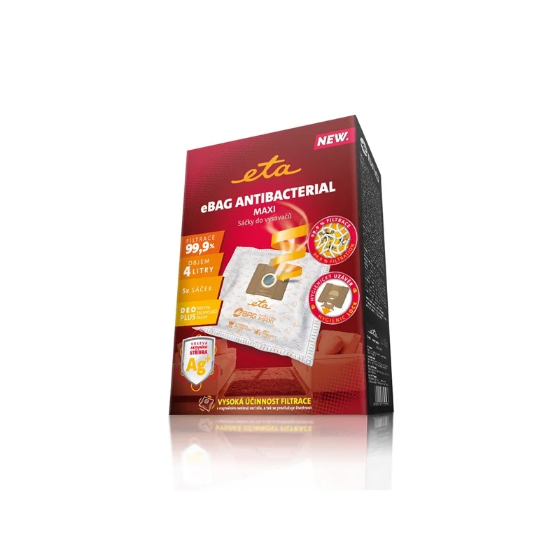 Φωτογραφία προϊόντος: ETA eBag Antibacterial Maxi 960068021 Σακούλες Ηλεκτρικής σκούπας 4lt -5τεμ