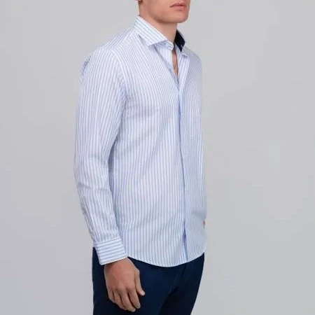Φωτογραφία προϊόντος: Andrianopoulos Fashion Stores since 1930 Ανδρικό Σιέλ Ριγέ Πουκάμισο (Bengal Stripe) – Andrianopoulos