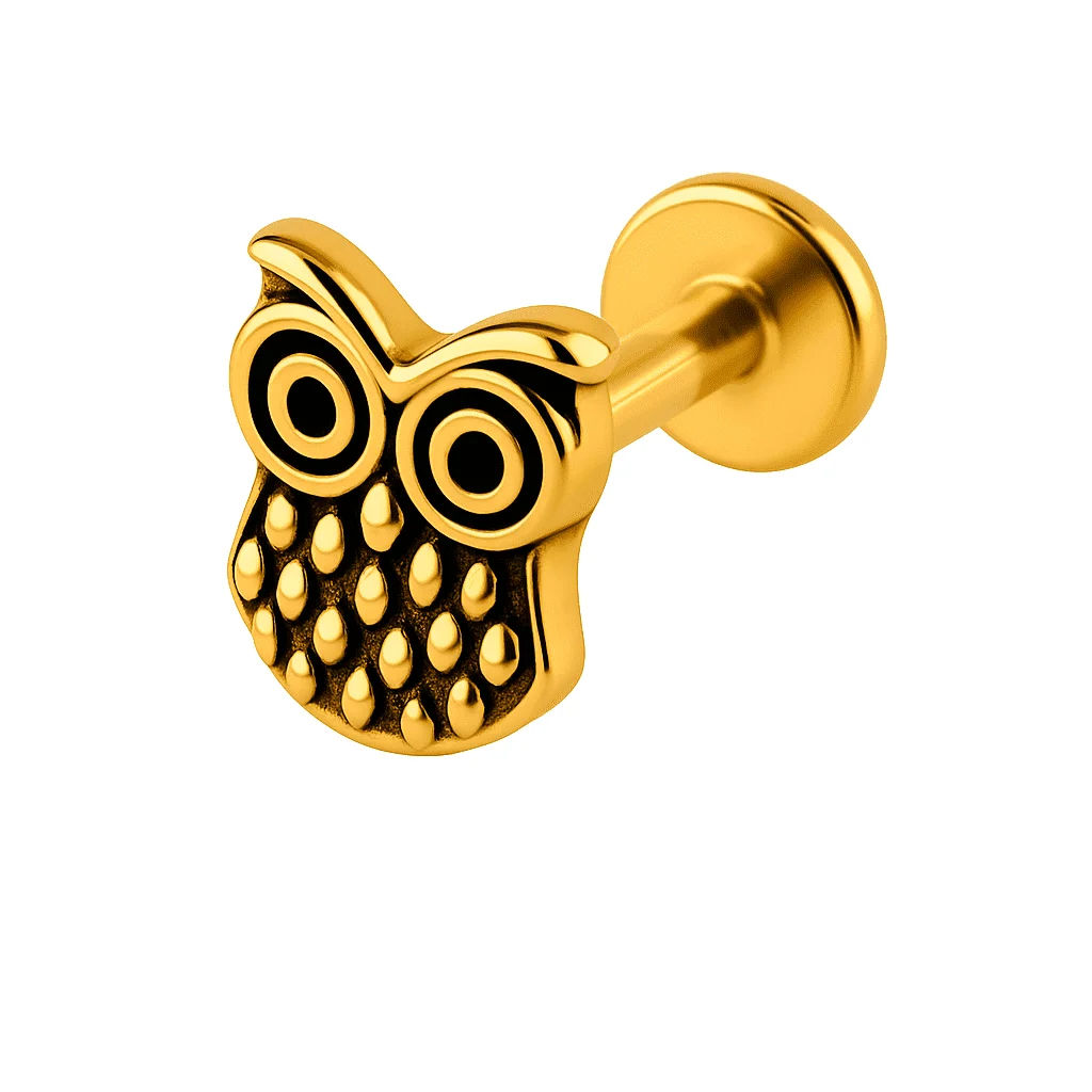 Φωτογραφία προϊόντος: Nire Χρυσό Ατσάλινο Piercing με Σχέδιο Κουκουβάγια –SS189B (Τεμάχιο)