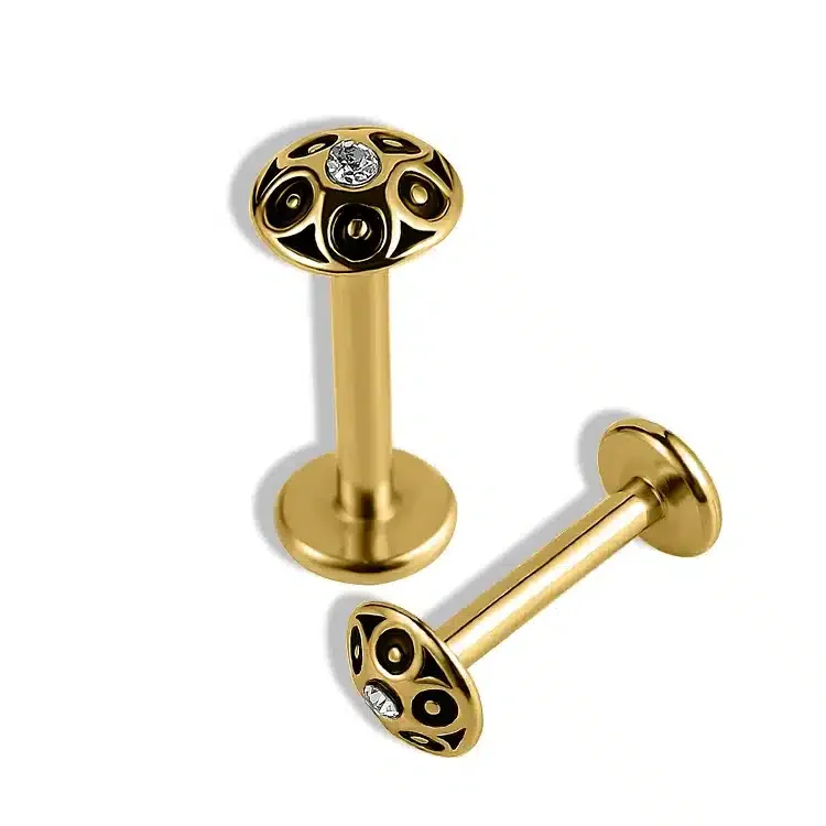 Φωτογραφία προϊόντος: Nire Ατσάλινο Χρυσο Helix Piercing με Ανάγλυφο και Ζιργκόν – SS169A