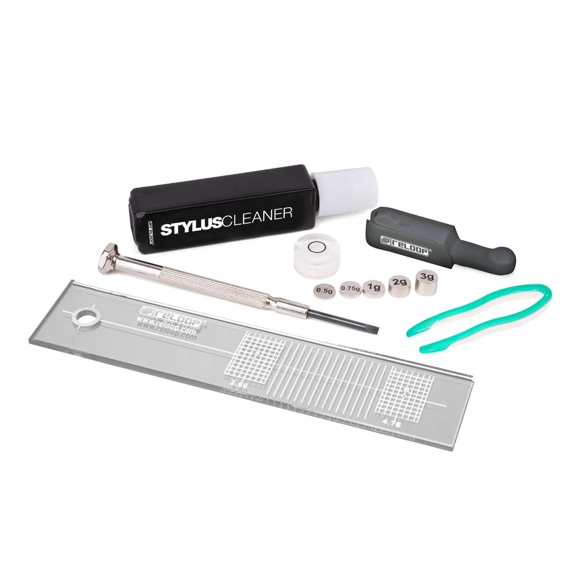 Φωτογραφία προϊόντος: Reloop Turntable Cartridge Mount & Gauge Set - Σετ για προσαρμογή, ευθυγράμμιση και καθαρισμό βραχίονα και κεφαλής πικάπ
