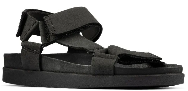 Φωτογραφία προϊόντος: Clarks ανδρικό δερμάτινο ανατομικό πέδιλο σε μαύρο δέρμα Sunder Range Black Nubuck 26158319