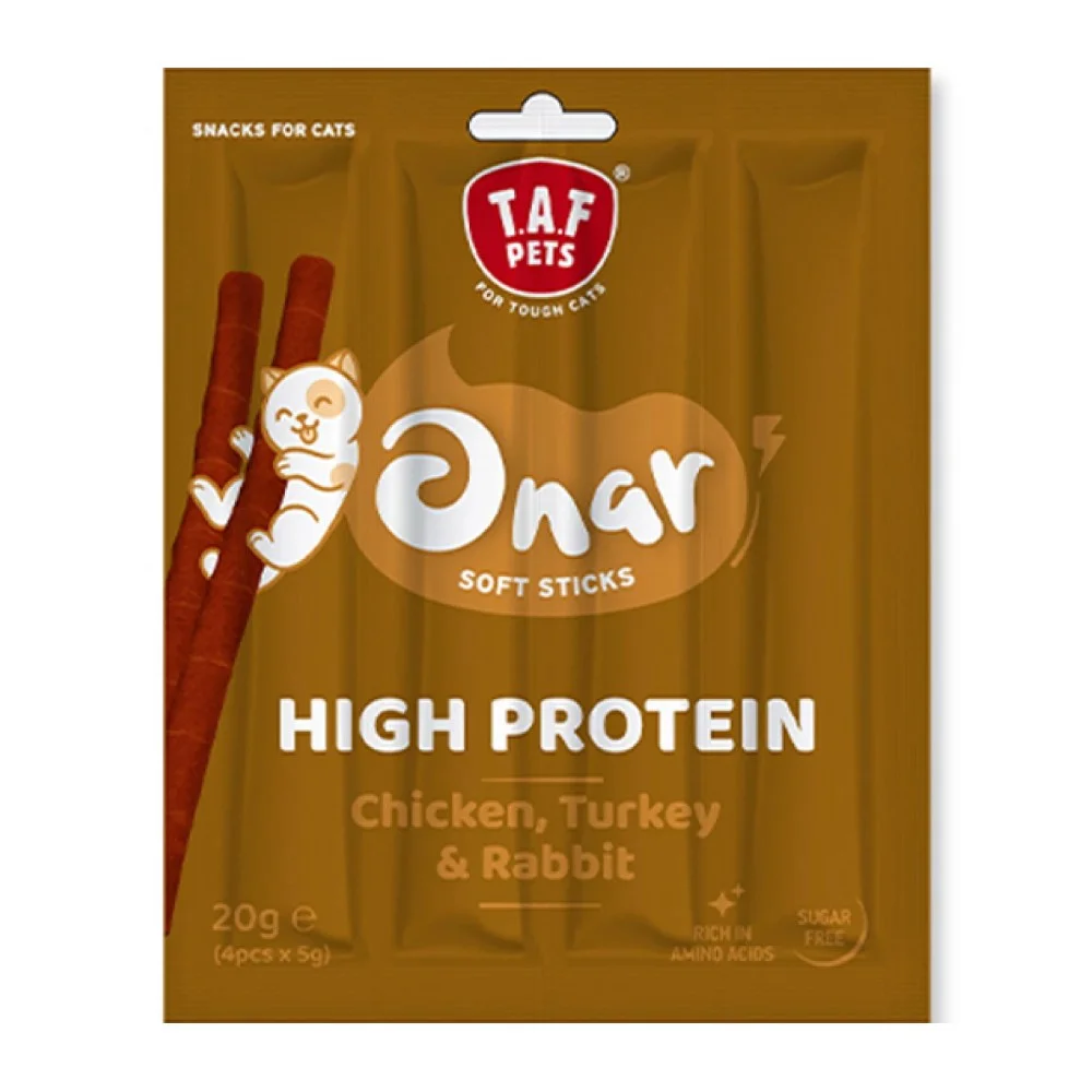 Φωτογραφία προϊόντος: Λιχουδιά Γάτας Taf Pets- Onar Soft Sticks Chicken, Turkey + Rabbit 20gr