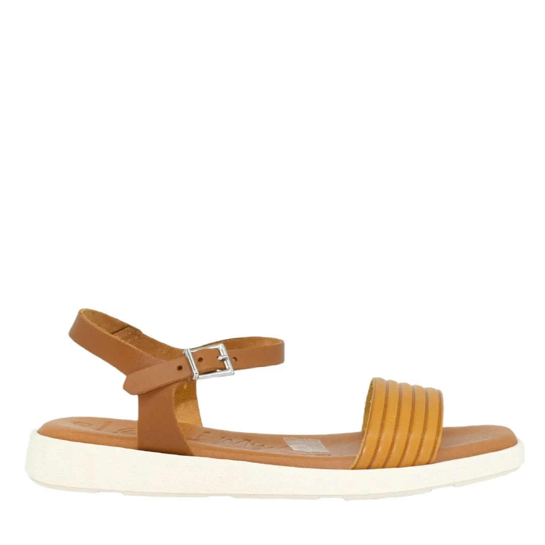 Φωτογραφία προϊόντος: Oh my Sandals Δερμάτινα Γυναικεία Πέδιλα Flatform σε Μουσταρδί Χρώμα 4978
