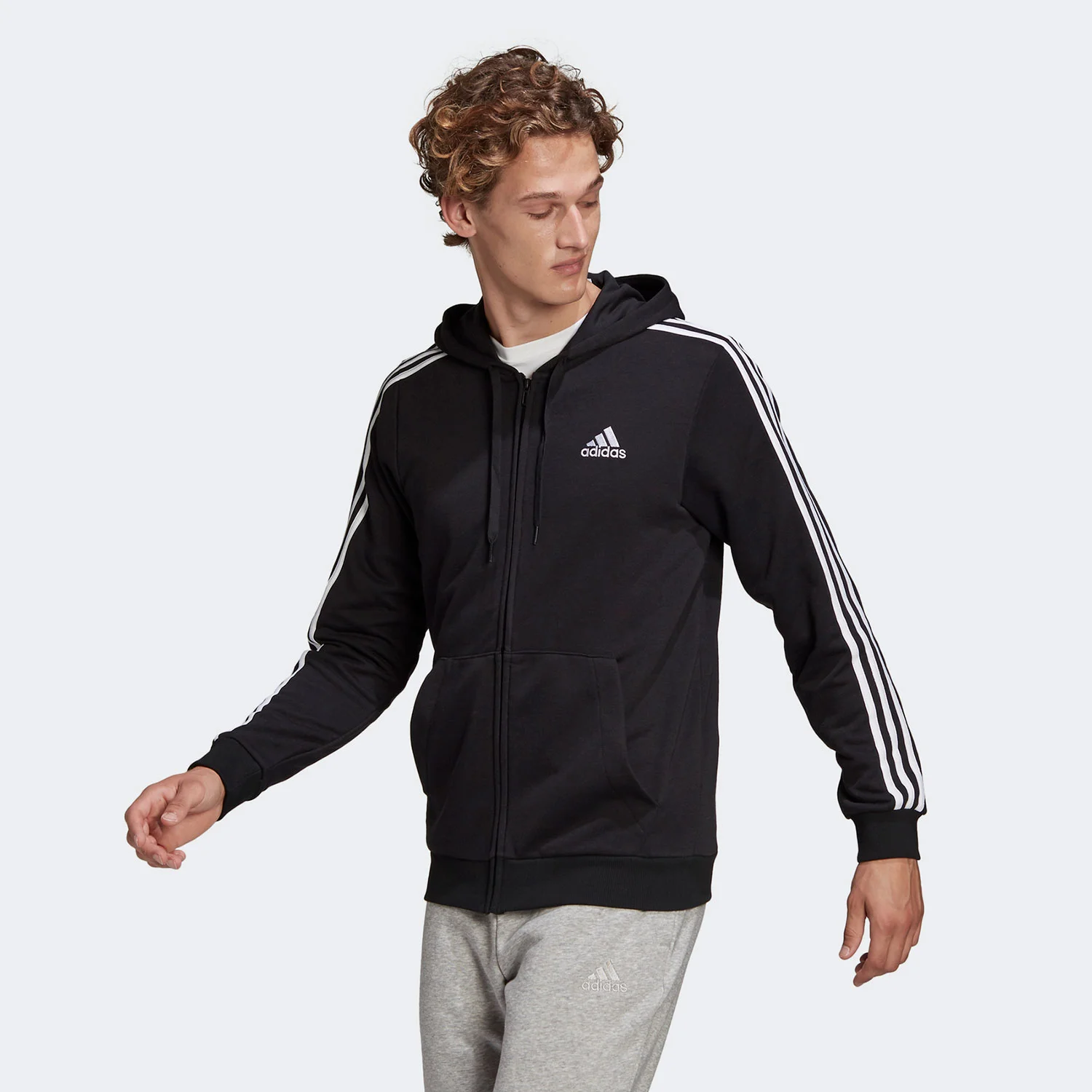 Φωτογραφία προϊόντος: ADIDAS PERFORMANCE ESSENTIALS FRENCH TERRY 3-STRIPES FULL-ZIP HOODIE ΜΑΥΡΟ