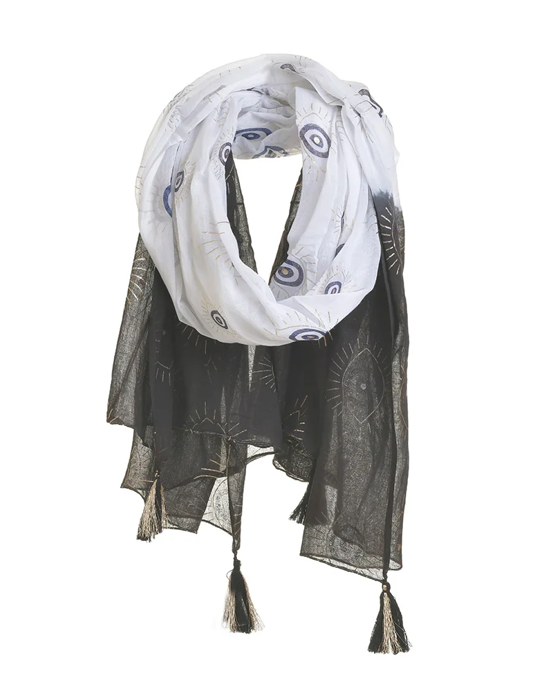 Φωτογραφία προϊόντος: BLE ΦΟΥΛΑΡΙ/ΠΑΡΕΟ ΛΕΥΚΟ/ΜΑΥΡΟ ΜΕ ΜΑΤΙΑ 100Χ185 (100% COTTON)cm 5-43-254-0066