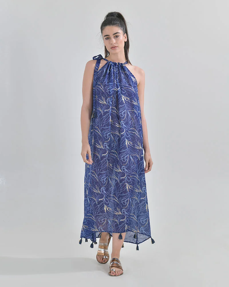 Φωτογραφία προϊόντος: BLE MAXI ΦΟΡΕΜΑ HALTER ΣΕ ΜΠΛΕ (100% COTTON)cm 5-41-254-0013