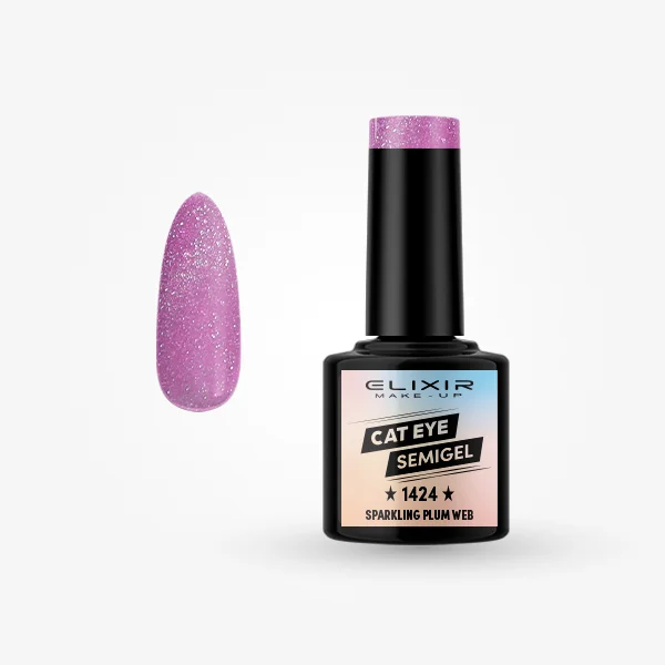 Φωτογραφία προϊόντος: Elixir Makeup Elixir Make-Up Semigel Nail Polish (Sparkling plum web)#1424 8ml