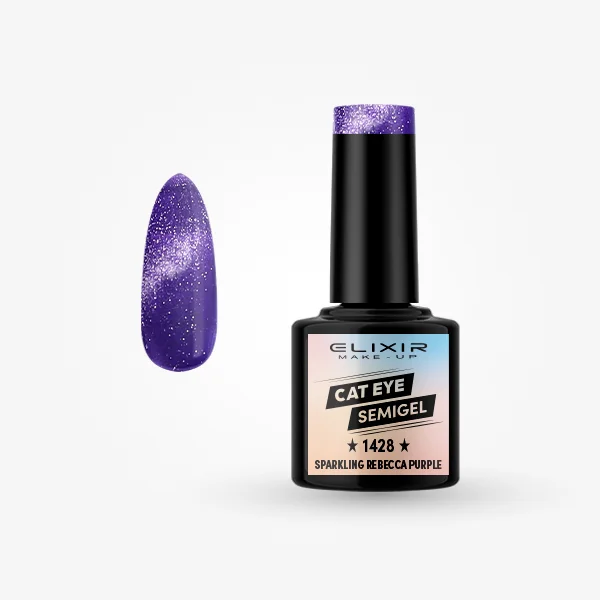 Φωτογραφία προϊόντος: Elixir Makeup Elixir Make-Up Semigel Nail Polish (Sparkling Rebecca Purple)#1428 8ml