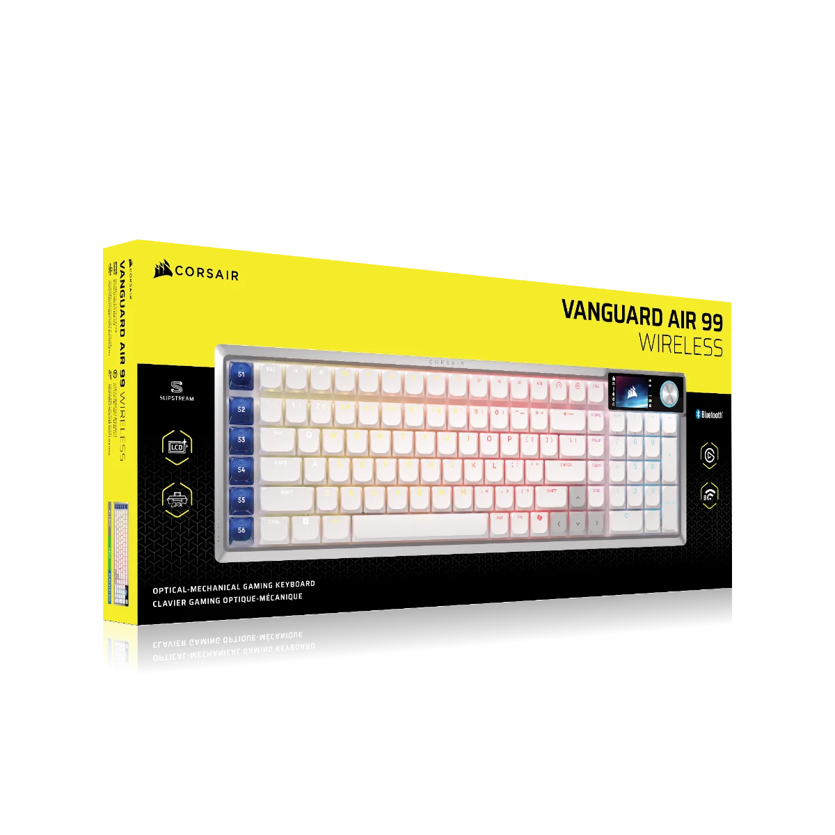 Φωτογραφία προϊόντος: Corsair VANGUARD Air 99 Wireless Keyboard with LCD (RGB, OPX Optical-Mechanical, PBT, White)