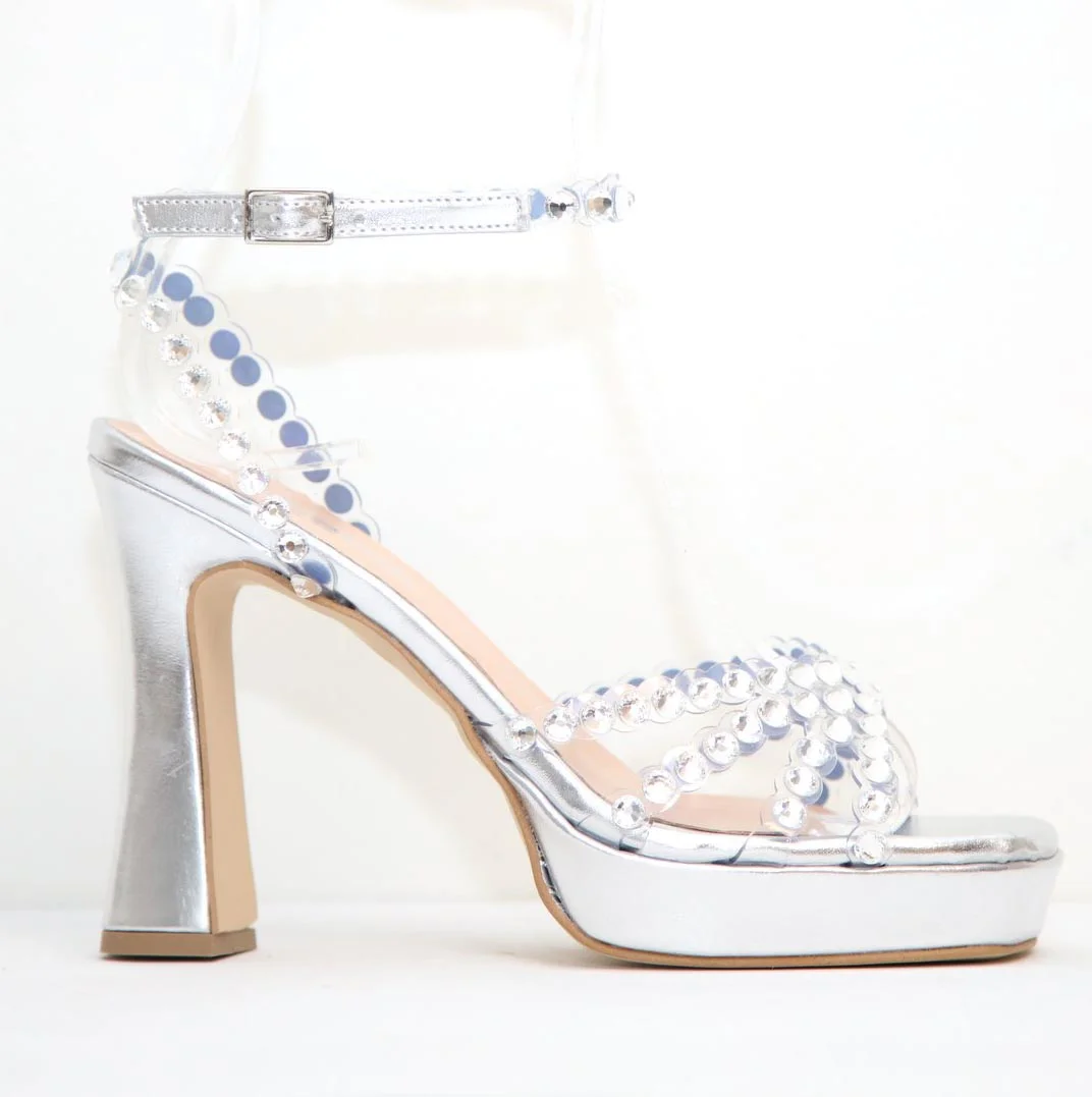 Φωτογραφία προϊόντος: Anteos Shoes 69722 Γυναικεία Πέδιλα με Strass από Eco Porty σε Ασημί χρώμα