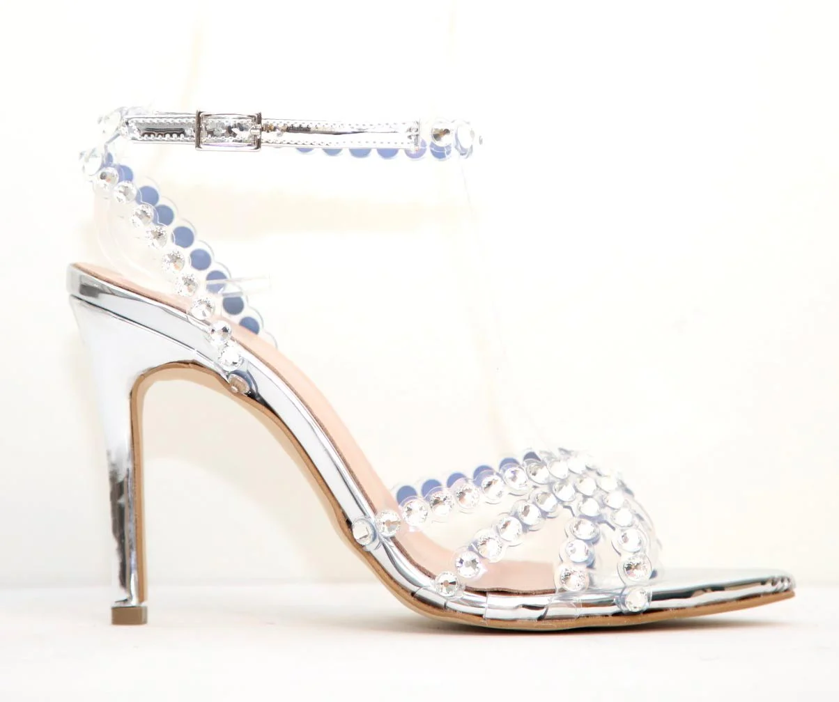 Φωτογραφία προϊόντος: Anteos Shoes 35722 Γυναικεία Πέδιλα με Strass από Eco Λαμινα σε Ασημί χρώμα