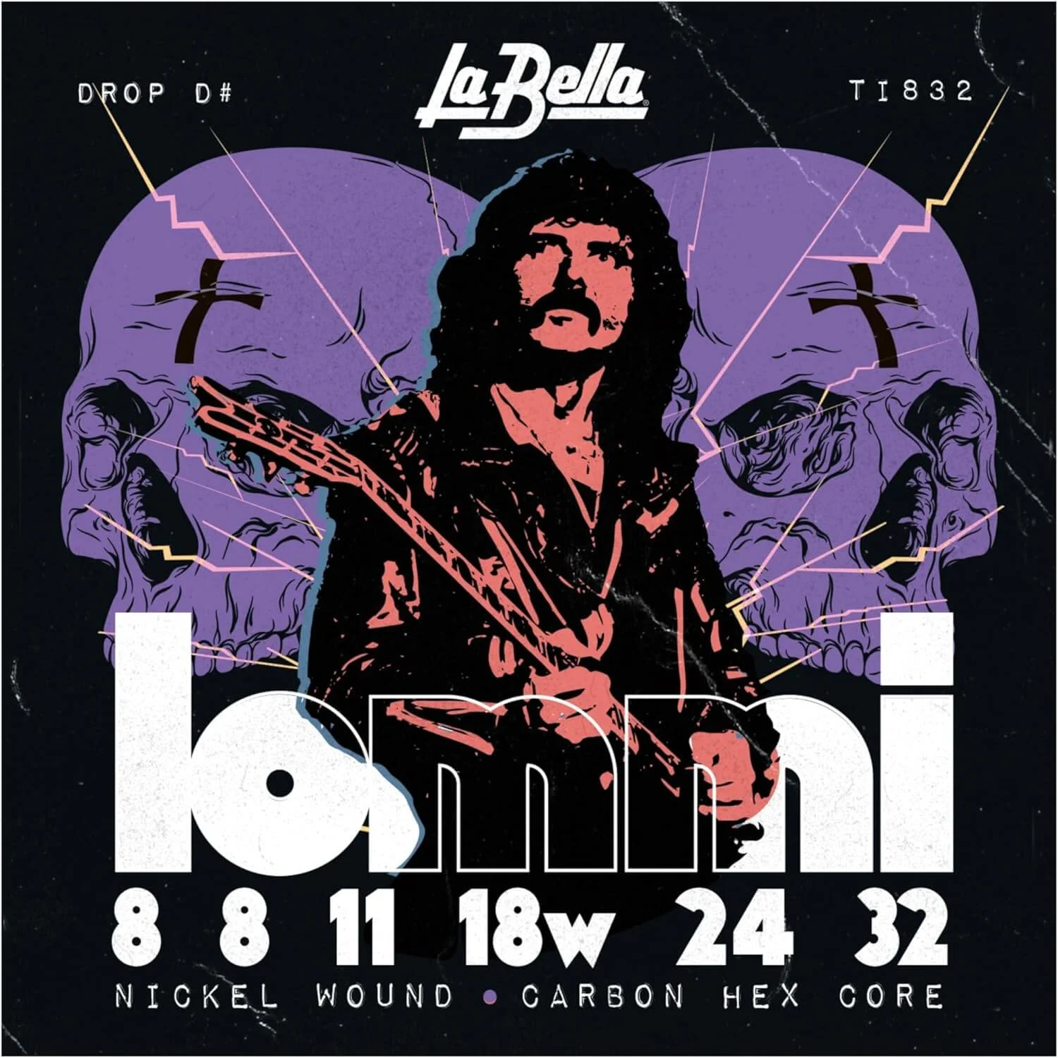 Φωτογραφία προϊόντος: La Bella TI832 Tony Iommi Signature Χορδές Ηλεκτρικής Κιθάρας 8-32 (D# Standard)